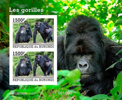 Burundi 2022, Animals, Gorilla III, Block IMPERFORATED - Gorilla's