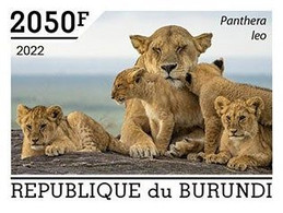 Burundi 2022, Animals, Lion IV, 1val IMPERFORATED - Neufs