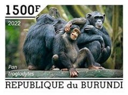 Burundi 2022, Animals, Monkey III, 1val IMPERFORATED - Unused Stamps