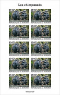 Burundi 2022, Animals, Monkey III, Sheetlet IMPERFORATED - Gorilles