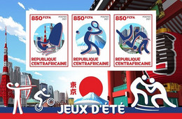 Centrafrica 2021, Olympic Games In Tokio, Tennis, Shipping, Shooting, 3val In BF IMPERFORATED - Eté 2020 : Tokyo