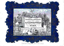 PUBLICITE CARTE PORCELAINE GAND PHARMACIE DROGUERIE  LANCKSWEERT LITHOGRAPHIE DE JACQMAIN Gand B.E. - 1800 – 1899