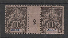 OBOCK - 1892 - N°Yv. 36 - Type Groupe 10c Noir - Paire Millésimée 2 - Neuf * / MH VF - Nuovi