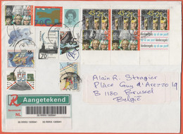 OLANDA - NEDERLAND - Paesi Bassi - 2004 - 14 Stamps - Medium Envelope - Registered - Viaggiata Da Tilburg Per Brussels, - Cartas & Documentos