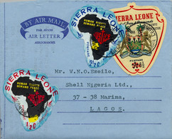 1971 SIERRA LEONA , ROKUPR - LAGOS , IMPERIAL AIR MAIL AEROGRAMMES , AEROGRAMA CIRCULADO - Sierra Leona (1961-...)