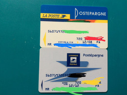 2 CARTES BANCAIRES  LA POSTE & LA BANQUE POSTALE  Postepargne - Disposable Credit Card