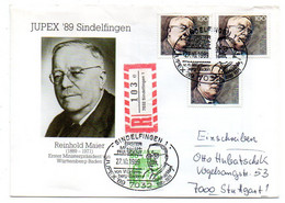 Allemagne --1989-- Lettre Recommandée De SINDELFINGEN Pour STUTTGART....JUPEX 89.....beaux Timbres...cachets....à Saisir - Covers & Documents