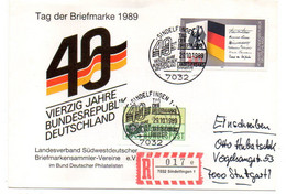 Allemagne --1989-- Lettre Recommandée De SINDELFINGEN Pour STUTTGART........beaux Timbres...cachets....à Saisir - Cartas & Documentos