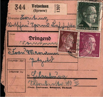 ! 1943 Paketkarte Deutsches Reich Aus Vetschau Nach Eilenburg - Brieven En Documenten