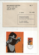 Maximum-karten Nr. 7, Ausgabe 1979, LIECHTENSTEIN, Vaduz, JAHR DES KINDES, ENVELOPPE DE 3 KARTEN - Cartoline Maximum