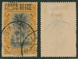 Congo Belge - 15ctm Ocre Surcharge CONGO BELGE Obl S.C. "Basoko" - Used Stamps