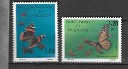 Saint Pierre Et Miquelon 1975  Papillons  Cat YT N° 441, 442    N** MNH - Ongebruikt