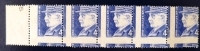 FRANCE: VARIETE PETAIN Yvert 522, Bande De 5 Piquage A Cheval - Unused Stamps