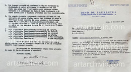 Monicelli + Dino De Laurentis, Documenti Important Autografo Signature, Signés, Cinema Italy Movie - Autographes