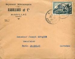 Missillac * Scierie Mécanique RABILLARD & Cie Tel.1 * Enveloppe Ancienne Publicitaire * Métier Bois - Missillac