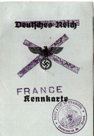 39/45 . DEUTSCHES REICH . KENNKARTE SURCHARGEE FRANCE . STRASBOURG . - Documenti Storici