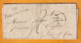 1840 - Cursive 72 PONTCHARTRAIN Sur Lettre Pliée Avec Correspondance Vers Trappes - Dateur Et Cad Arrivée - 1801-1848: Précurseurs XIX