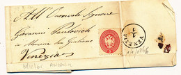 1865 LOMBARDO VENETO 5 SOLDI N° 43  DA PREGANZIOL NON TIMBRATA CON TESTO - Lombardo-Veneto