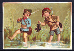 RARE ! CHROMO Doré - Guilded Chromo - Enfant Avec Fusil - Chasse - Child With Rifle - Hunt - Other & Unclassified