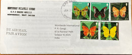 MONTSERRAT 2017, NEWSLETTER ON VOLCANO ,5 DIFFERENT BUTTERFLIES STAMPS,COVER TO INDIA - Montserrat