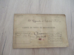 Rare 121 ème Régiment Infanterie Avec Photo Champonnier Carnet De Notes 12 P Manuscrites De Commentaires Su Officier.... - Documentos