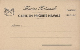 Guerre 40 Carte Postale CP FM Franchise Militaire Marine Nationale Carte En Priorité Navale Neuve - Militaire Kaarten Met Vrijstelling Van Portkosten