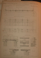 Plan De Type De Pont Rail De 2m D'ouverture Des Chemins De Fer Des Charentes. 1866. - Arbeitsbeschaffung