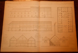 Plan D'une Savonnerie Et D'une Parfumerie De M.M. Pinaud Et Meyer à La Villette De Paris. 1866. - Andere Pläne