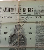 Brugge - Journal De Bruges - 1892 - Fêtes Jubilaires Du Commandant Ensor  (V556) - Testi Generali