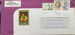 TUEKEY 2003, PRESIDENT FAMOUS PERSON,ART , PAINTING SULTAN,BIRD,4 STAMPS, SURKECI CITY CANCELLATION COVER TO INDIA - Briefe U. Dokumente