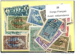 25 Timbres Congo Francais Avant Indépendance - Altri & Non Classificati
