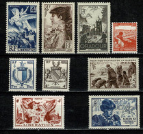 France 1945 Yv 669**, 734/35**, 736**, 737**, 738**, 739**, 742**, 743** MNH - Neufs