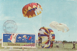 SPORTS, PARACHUTTING, CM, MAXICARD, CARTES MAXIMUM, 1962, ROMANIA - Parachutting