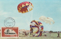 SPORTS, PARACHUTTING, CM, MAXICARD, CARTES MAXIMUM, 1961, ROMANIA - Fallschirmspringen