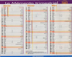 Calendrier Le Mémento Trimestiel 2002 ( Plans De Lille Watrelot Cambrai Douai Villeneuve Dunkerque Maubeuge Valenciennes - Grand Format : 1991-00