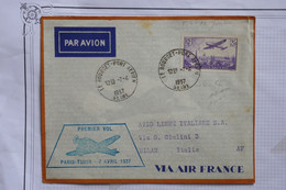 AK8  FRANCE  BELLE LETTRE    1937 1ER VOL LE BOURGET PARIS TURIN   A MILANO ITALIA + AIR FRANCE +++ AFFRANCH. PLAISANT - 1960-.... Briefe & Dokumente