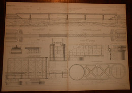 Plan Du Viaduc D'Orival Sur La Seine. Ligne De Serquigny à Rouen Ouest.1866. - Public Works