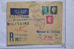 AK9  FRANCE  BELLE LETTRE RARE 1945 TRANSPORT MILITAIRE  DE PORNICHET A BELGRADE +DULAC + AFFRANC. INTERESSANT - 1960-.... Storia Postale