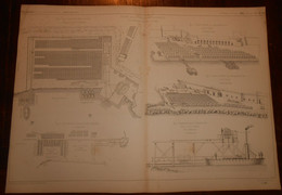 Plan Sur Les Ports De Mer Artificiels Et La Fabrication Des Blocs De Béton.1866. - Arbeitsbeschaffung