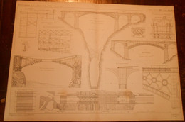 Plan Du Pont D'El-Kantara à Constantine En Algérie.1866. - Public Works