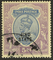 JIND 1914-27 KGV 5R Ultramarine And Violet, SG 78, Very Fine Fiscally Used. Cat Â£600 As Postally Used. - Other & Unclassified