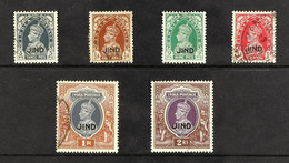 JIND 1941 India Stamps Of 1937 Overprinted 'JIND' Set To 2R, SG 127/32, Fine Used. (6 Stamps) - Other & Unclassified