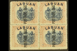 POSTAGE DUE 1901 24c Blue And Lilac-brown, Perf 14Â½-15, SG D9b, Fine Mint BLOCK OF FOUR, Some Vertical Perf Separation. - North Borneo (...-1963)