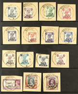 1944 Overprinted On India Set, SG 1/15, Each On A Piece Tied By First Day 20 Nov. Cds. (15 Stamps) - Oman