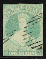 1857-63 1s Dull Emerald-green No Wmk Imperf, SG 16, Fine Used With 4 Close Margins, Small Repair. - Other & Unclassified