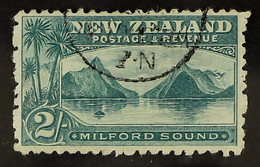 1899-1903 2s Blue-green 'Milford Sound', Perf 11 On Vertically Laid Paper, SG 269a, Fine Used. - Other & Unclassified