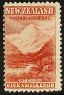 1899-1903 5s Vermilion Mount Cook, SG 270, Mint With Disturbed Part Gum, Centred To Left, Fresh Colour. - Other & Unclassified