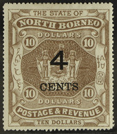 1899 4c On $10 Brown (4Â½mm Spacing), SG 124, Fine Mint - North Borneo (...-1963)