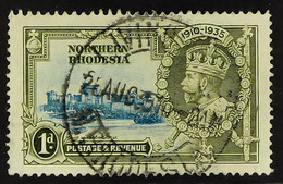 1935 1d Light Blue & Olive-green Jubilee DIAGONAL LINE BY TURRET Variety, SG 18f, Very Fine Cds Used, Fresh. - Northern Rhodesia (...-1963)