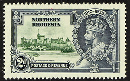 1935 JUBILEE VARIETY 2d Green & Indigo, Variety 'Diagonal Line By Turret', SG 19f, Very Fine Mint - Northern Rhodesia (...-1963)